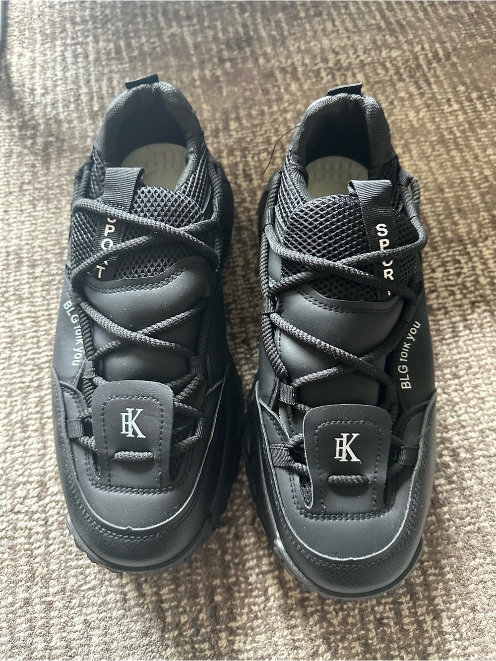 Black Sport Chunky Sneakers with Logo